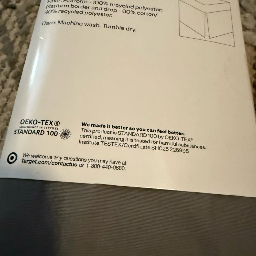 Threshold Gray bad skirt full size 14 inch drop 54“ x 75“ cotton blend New 215tc